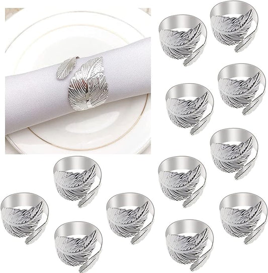 SILVER LEAF NAPKIN RINGS